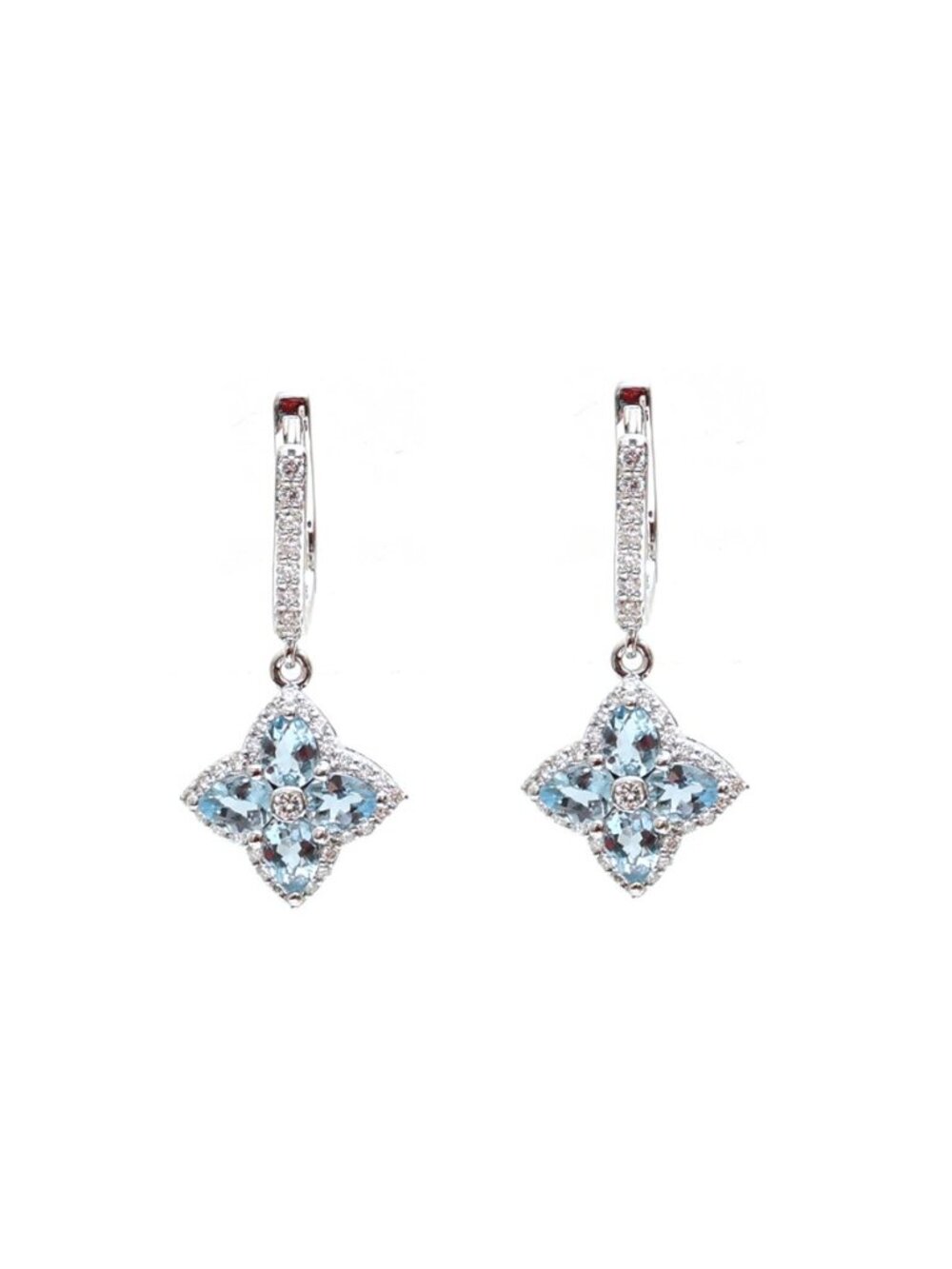 Aquamarine 18K Natural Diamond White Gold Drop Earrings